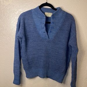 L.L. Bean Women's Blue Button Henley Sweater